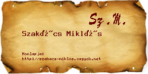 Szakács Miklós névjegykártya